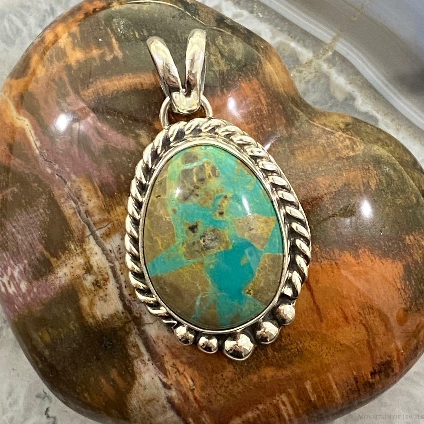 Monica Silversmith Native American Sterling Silver Turquoise Unisex Pendant