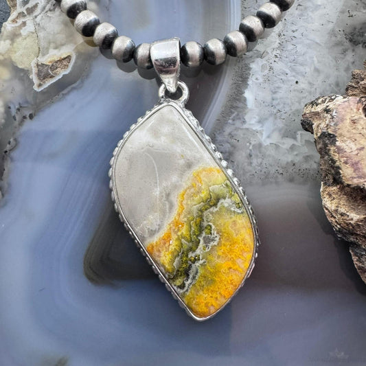Sterling Silver Southwestern Style Tilde Shape Eclipse Jasper Pendant For Women