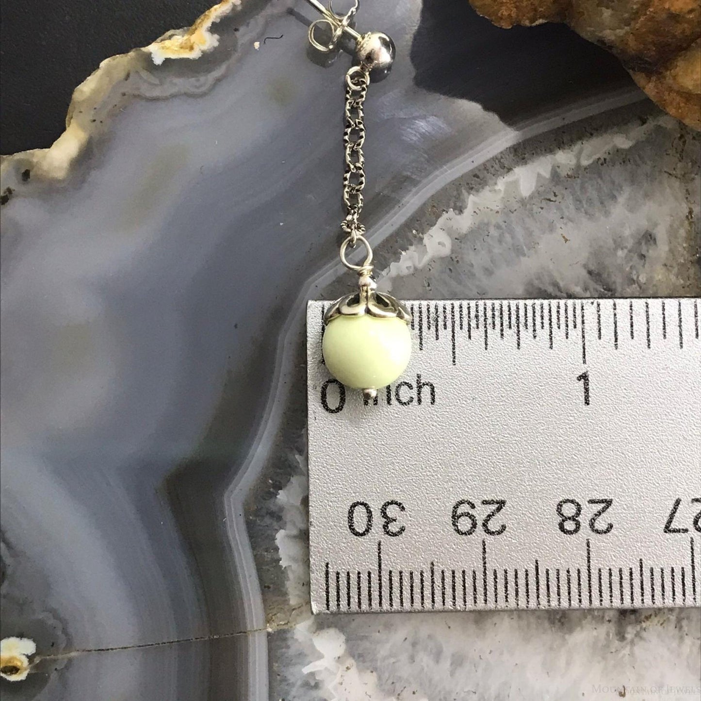 Carolyn Pollack Sterling Silver Gaspeite Bead Dangle Earrings For Women