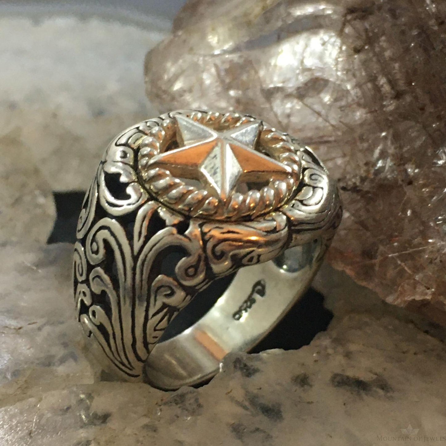 Carolyn Pollack Southwestern Style Sterling Silver Lone Star of Texas Unisex Ring