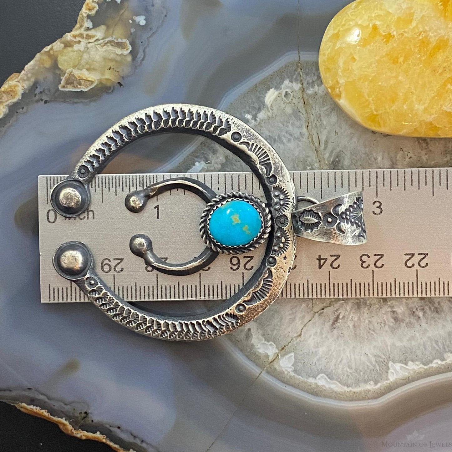 Eva & Linberg Billah Sterling Silver Turquoise Decorated Naja Unisex Pendant #21