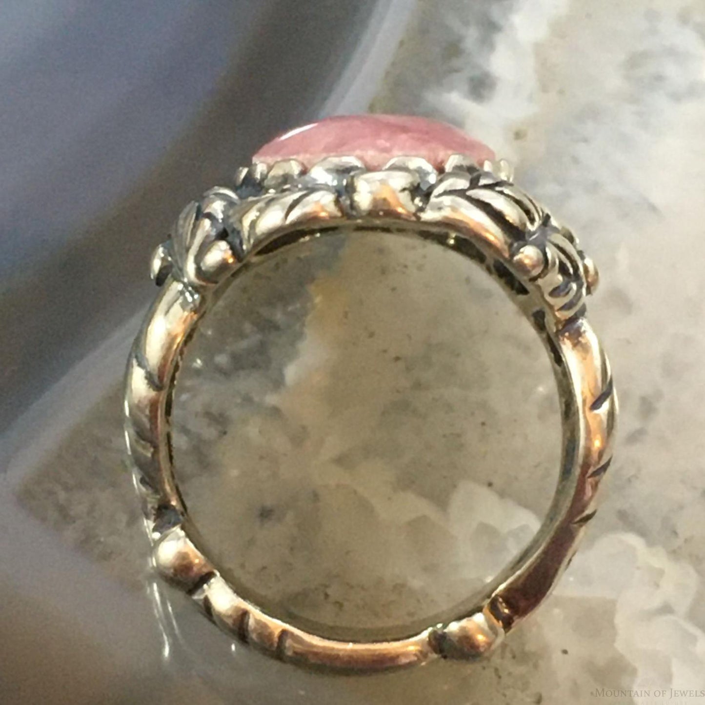 Carolyn Pollack Vintage Sterling Silver Oval Rhodonite Decorated Ring For Women