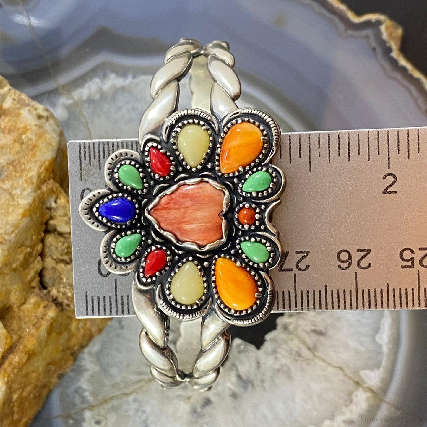 Carolyn Pollack Vintage Southwestern Style Sterling Silver Multistone Heart Bracelet For Women