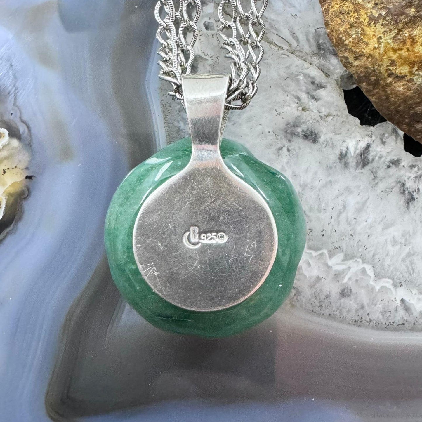Carolyn Pollack Sterling Carved Green Aventurine Rose Pendant W/Chain Necklace For Women