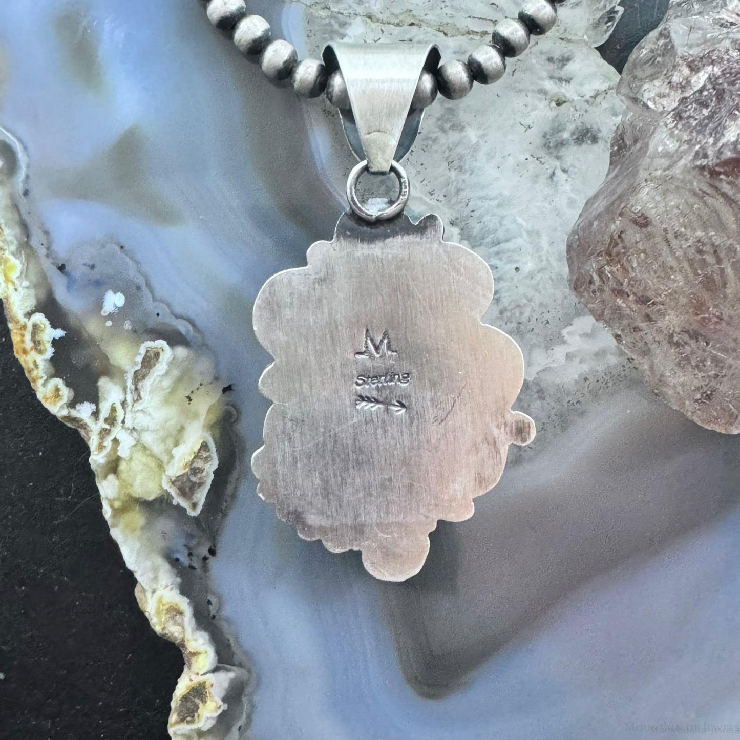 Juanita Long Native American Sterling Silver Sonora Gold Turquoise Pendant For Women