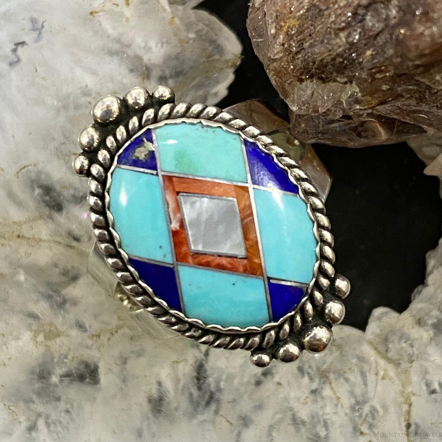 Carolyn Pollack Sterling Silver Oval Inlay Multi Stone Ring For Women S Variety