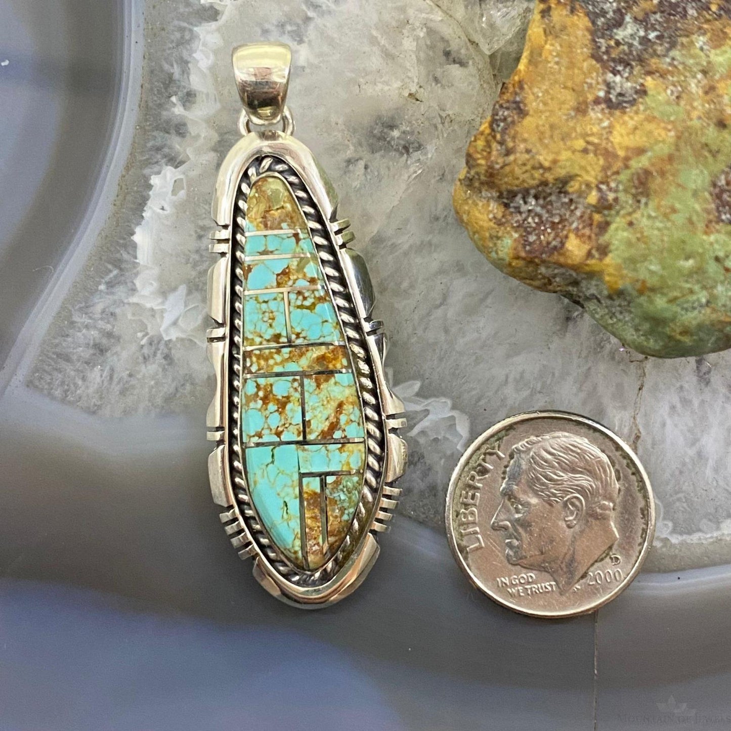 Wydell Billie Sterling Silver Turquoise Channel Inlay Unisex Pendant