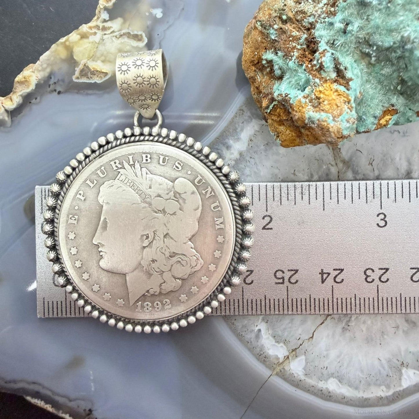 Genuine 90% Silver 1892 US Morgan Dollar Decorated Unisex Pendant