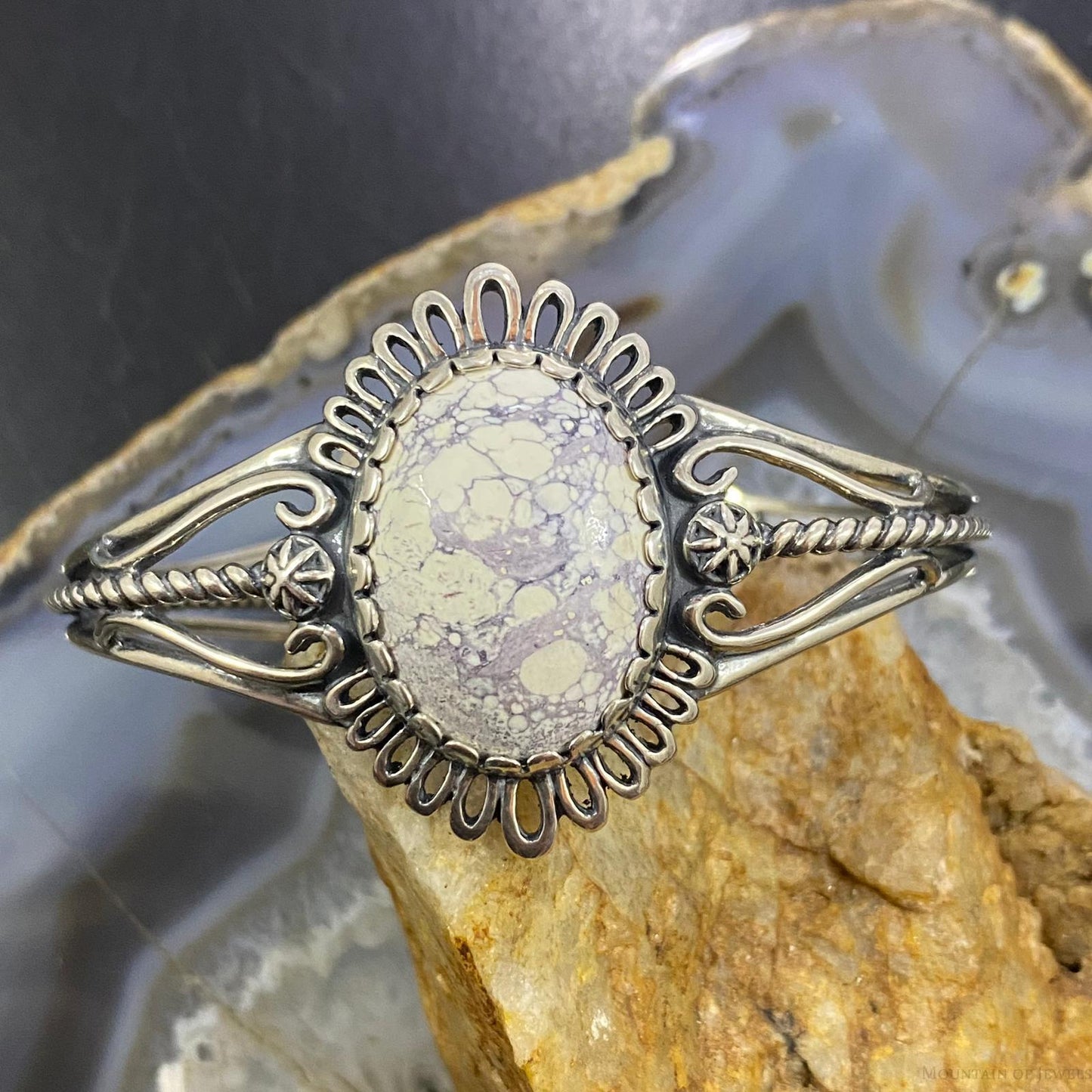 Carolyn Pollack Sterling Silver Large Oval Howlite Decorated Bracelet For Women