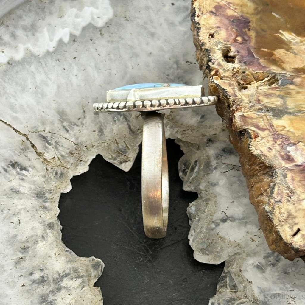 Sterling Silver Southwestern Style Kite Golden Hill Turquoise Adjustable Ring For Women