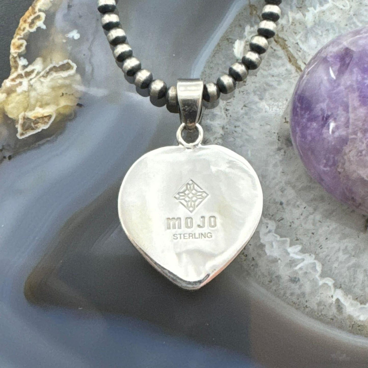 Sterling Silver Southwestern Style Charoite Heart Shape Pendant For Women