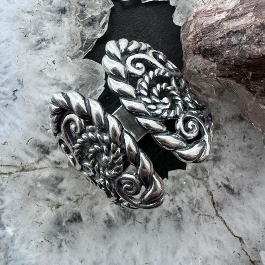 Carolyn Pollack Sterling Silver Decorated Engraved Adjustable Ring Size 9 For Women