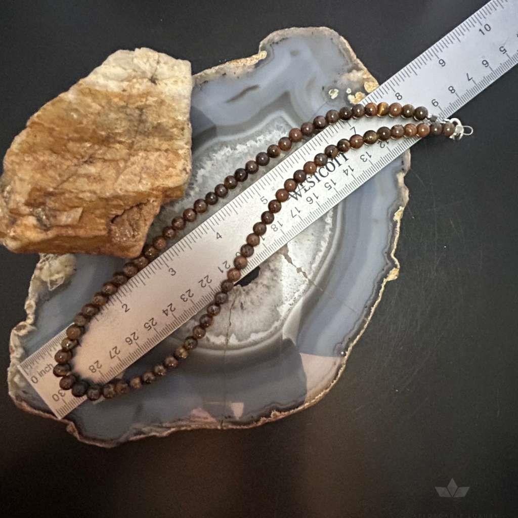 Sterling Silver 6mm Tiger's Eye Beads 18" Necklace For Women