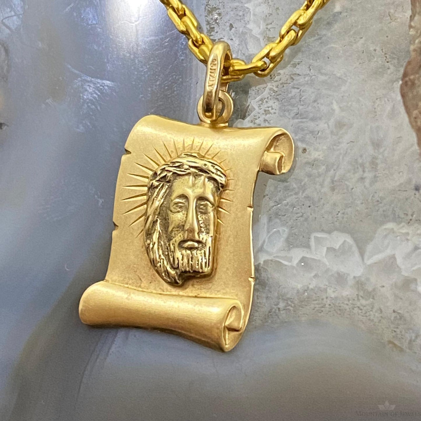 14K Yellow Gold Jesus and the Holy Scrolls Unisex Pendant