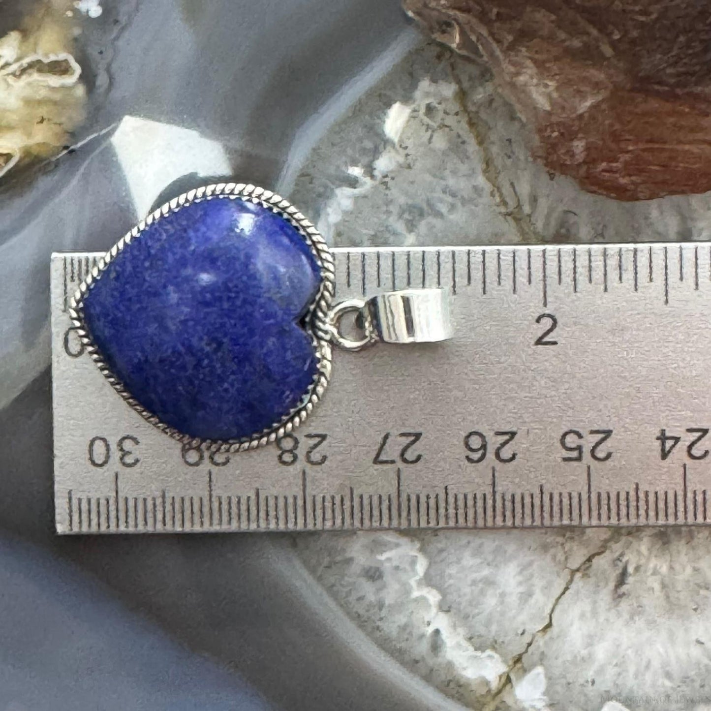Sterling Silver Southwestern Style Lapis Lazuli Heart Pendant For Women