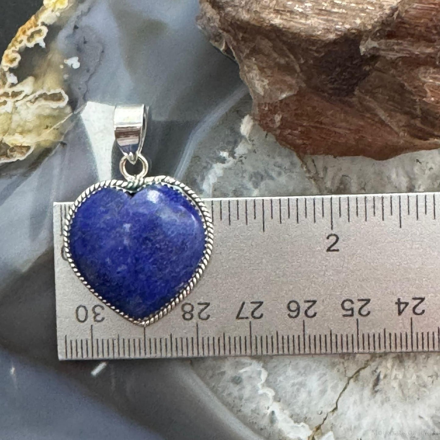 Sterling Silver Southwestern Style Lapis Lazuli Heart Pendant For Women