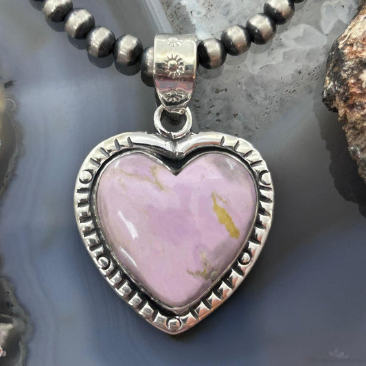 Sterling Silver Southwestern Style Phosphorite Decorated Heart Pendant For Women