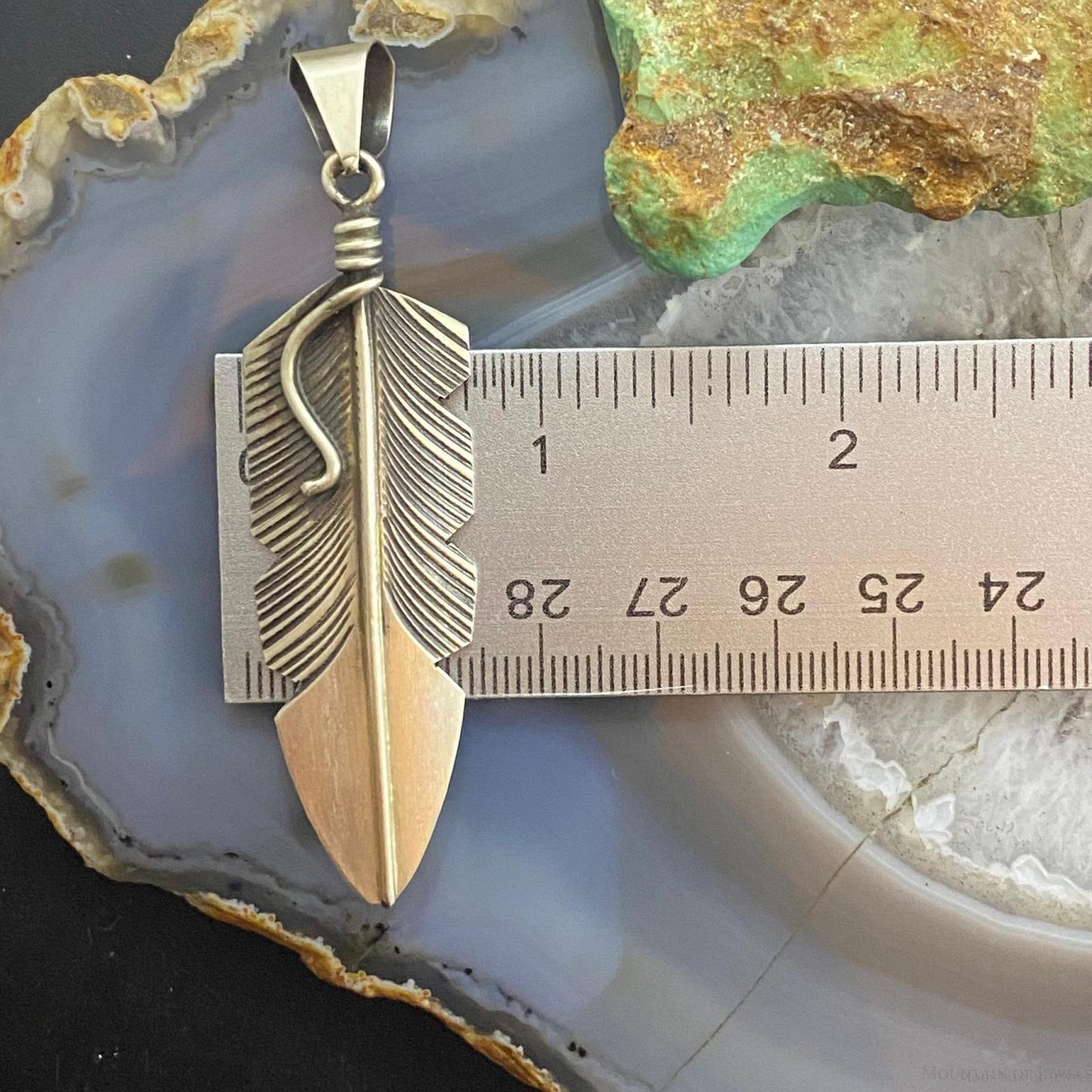 Chris Charley Native American Sterling Silver Feather Unisex Pendant