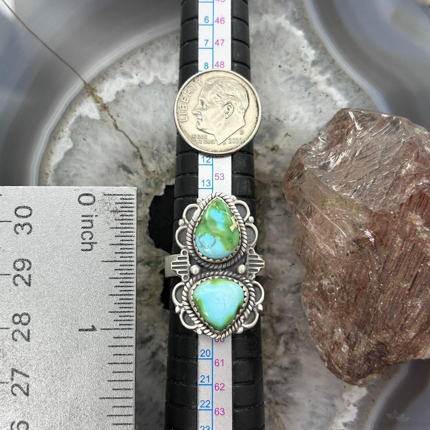 Sterling Silver Southwestern Style 2 Sonora Gold Turquoise Adjustable Ring For Women #7