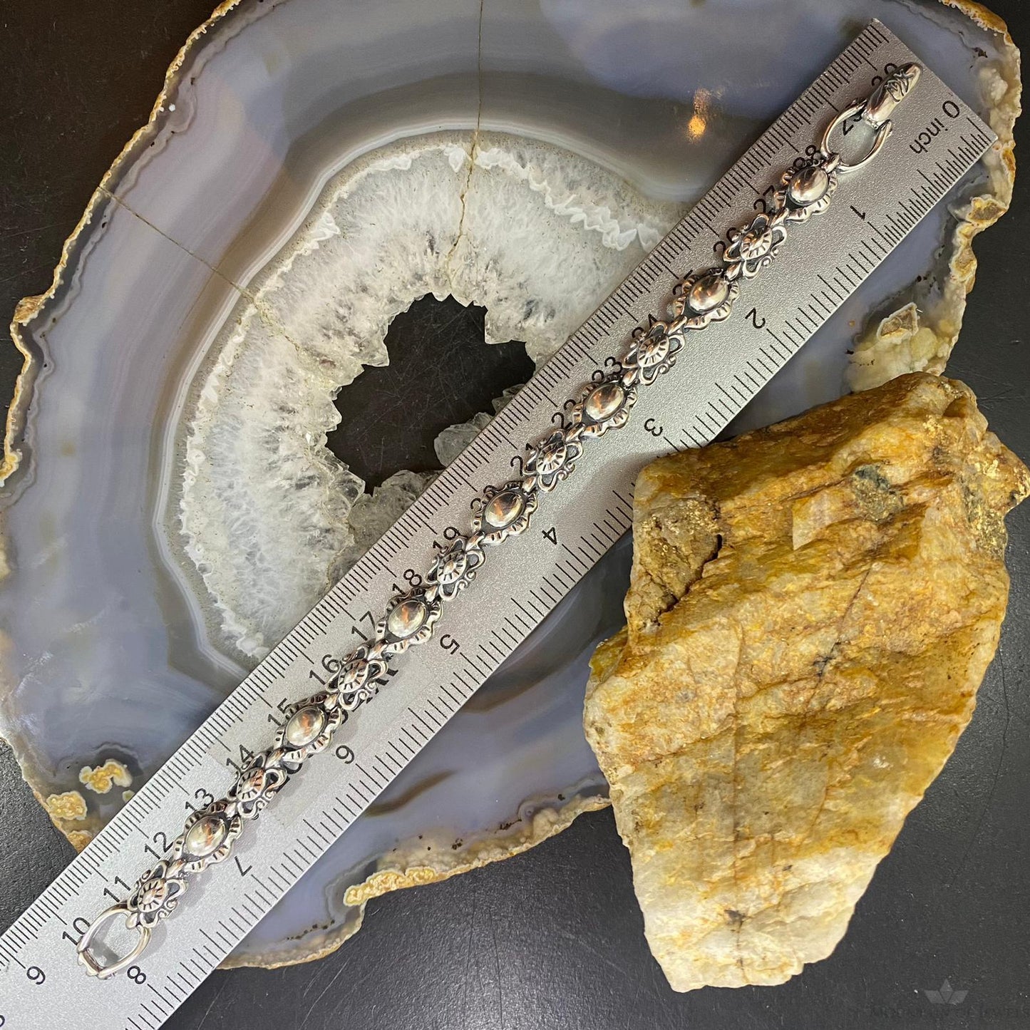 Carolyn Pollack Sterling Silver Decorated Flower Link Bracelet For Women