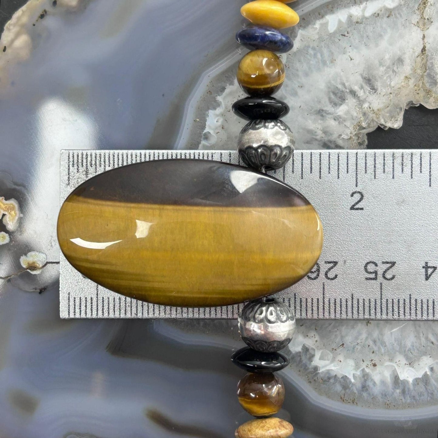 Carolyn Pollack Multi-Gemstone Rondelles Beads w/Large Oval Tiger's Eye Necklace