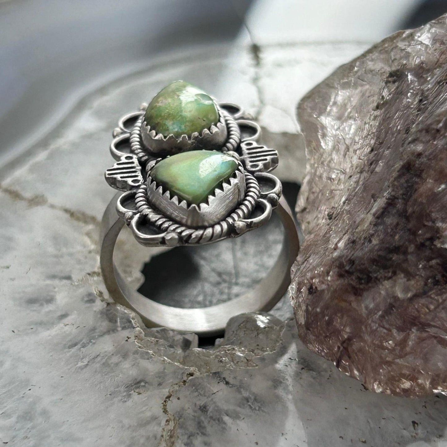 Sterling Silver Southwestern Style Sonora Gold Turquoise Adjustable Ring For Women #10
