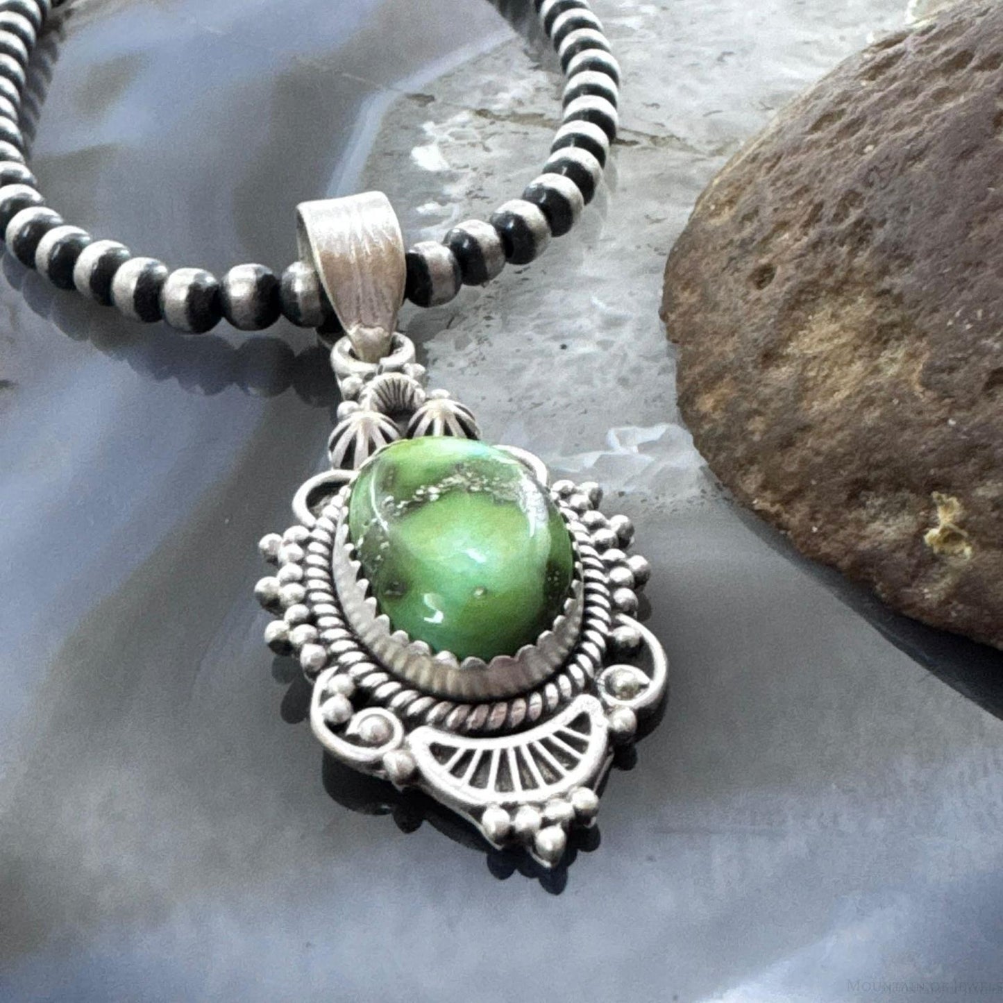 Sterling Silver Southwestern Style Sonora Gold Turquoise Decorated Pendant For Women