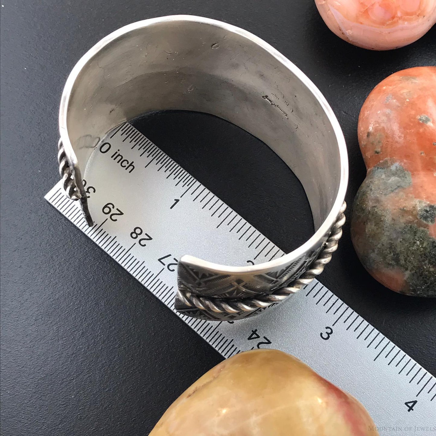 Tawney Cruz-Willie Native American Sterling Silver Hand Stamped Wide Bracelet