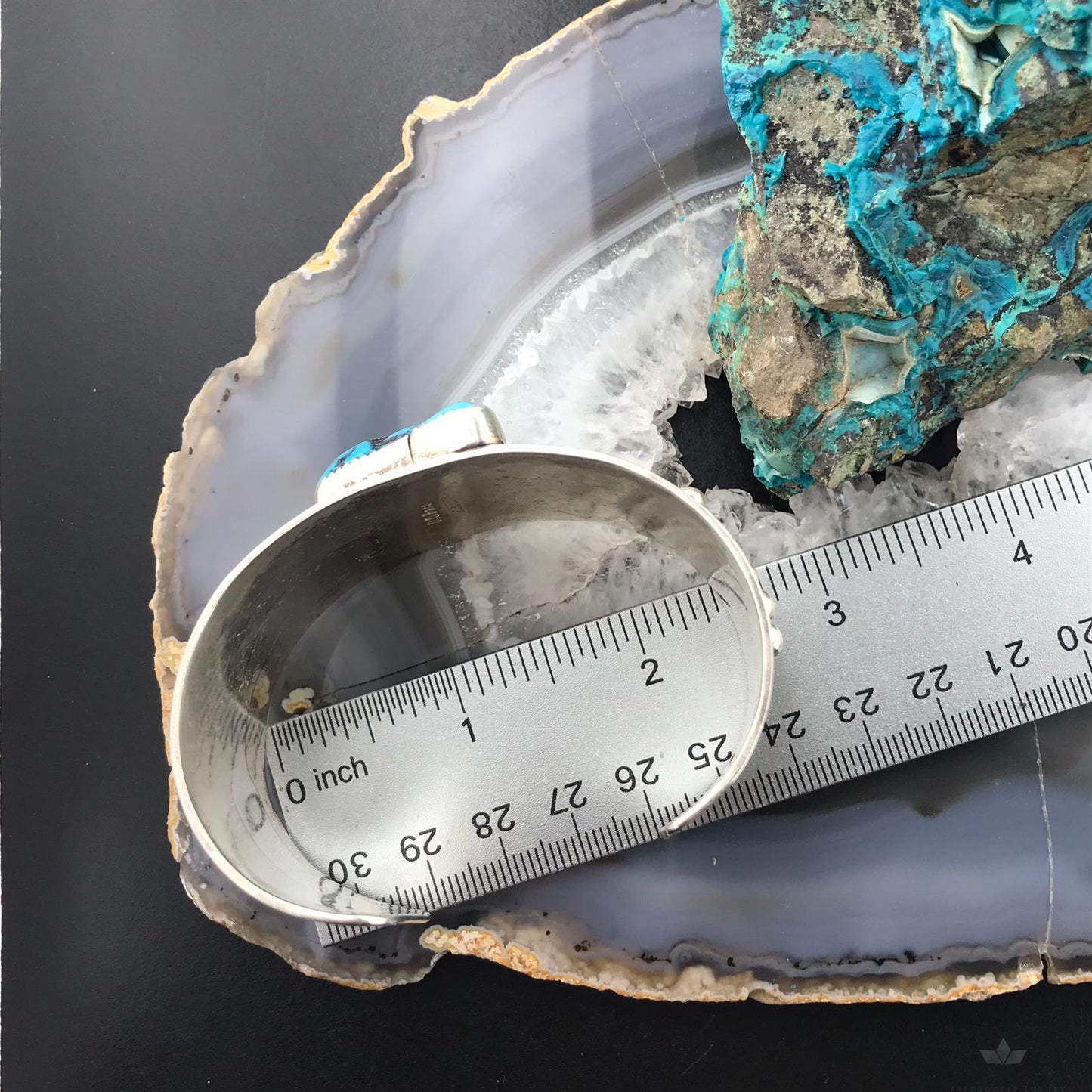 D.D Baca Native American Sterling Silver Heavy Chunky Turquoise Bracelet