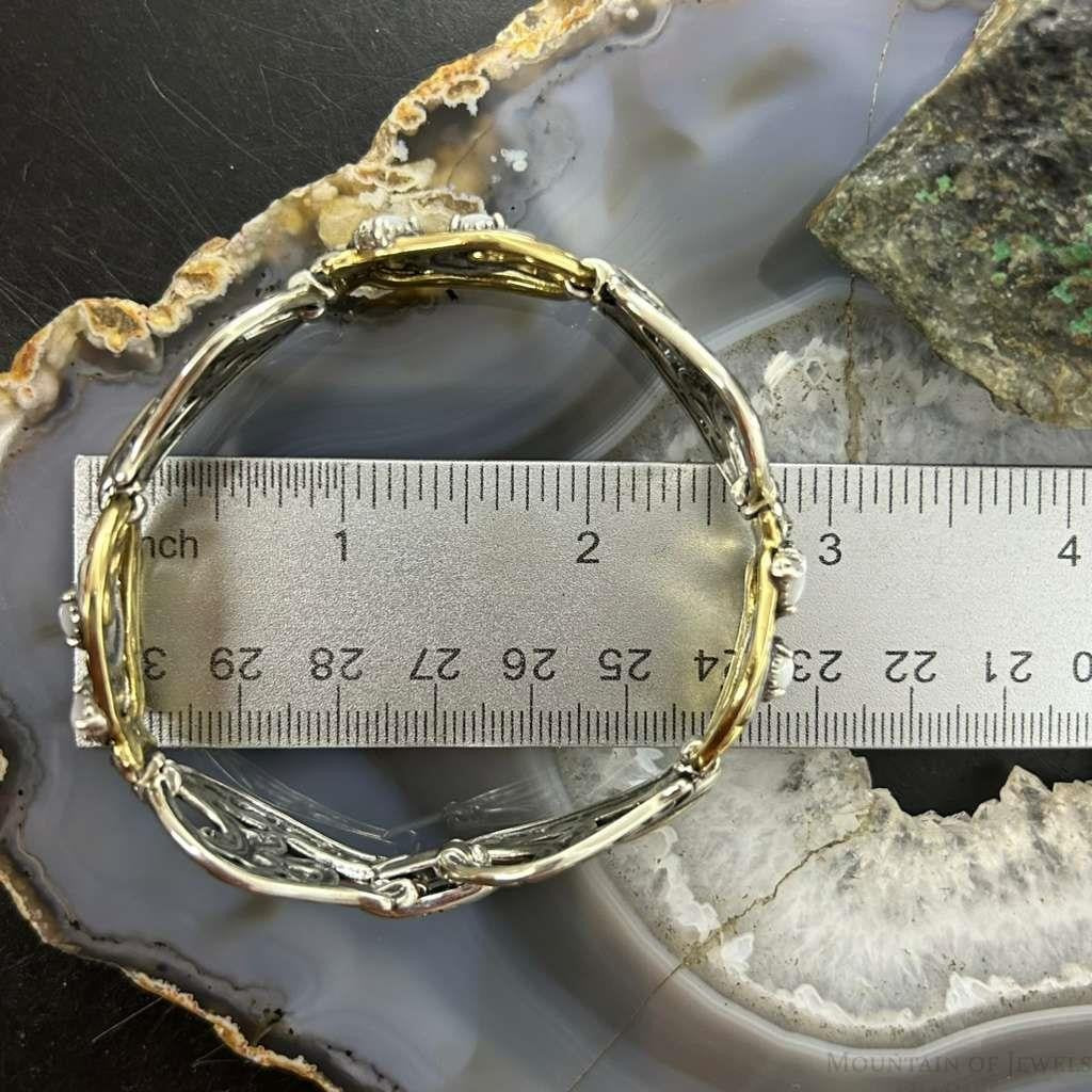 Carolyn Pollack Sterling Silver & Brass w/Moonstone Link Bracelet For Women