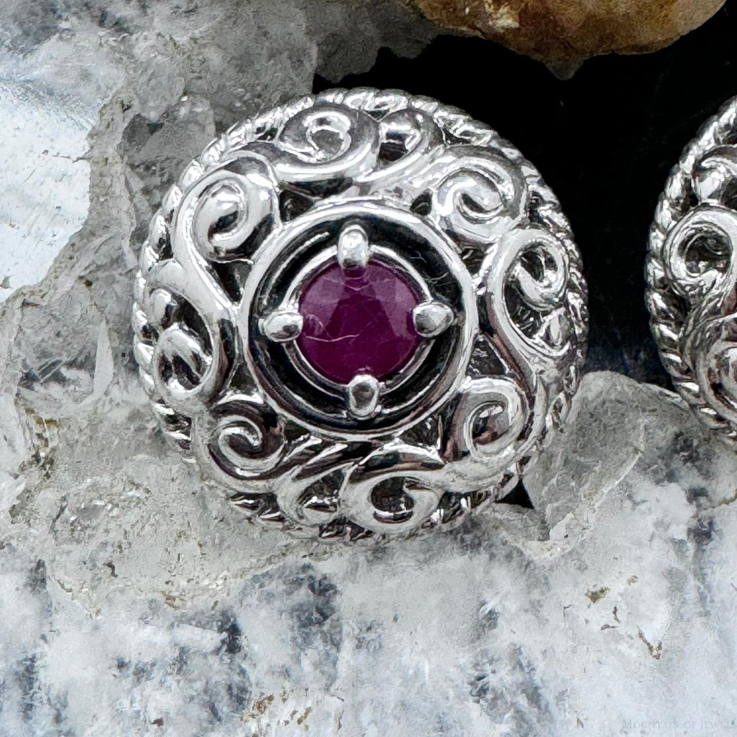 Carolyn Pollack Sterling Silver Faceted Round Ruby Omega Back Stud Earrings For Women