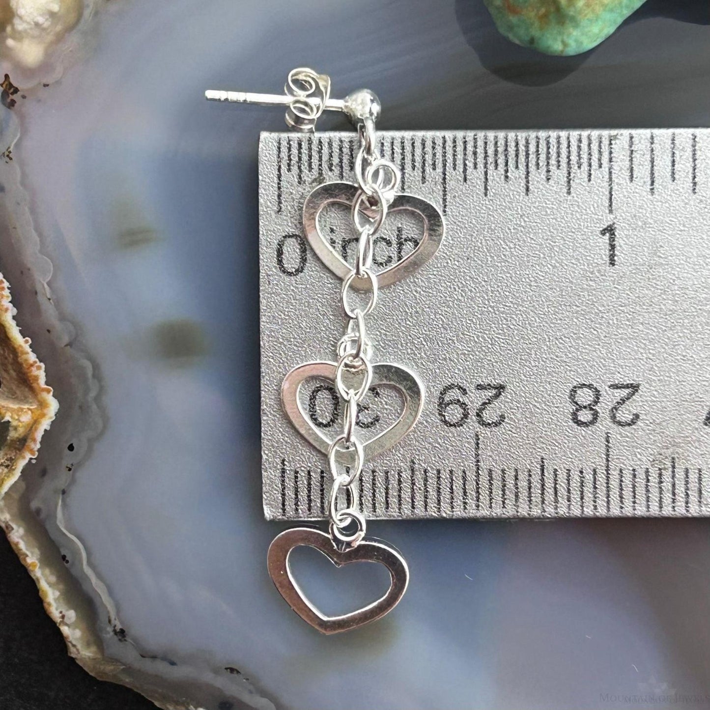 Sterling Silver 3 Cutout Hearts Fashion Dangle Earrings For Women