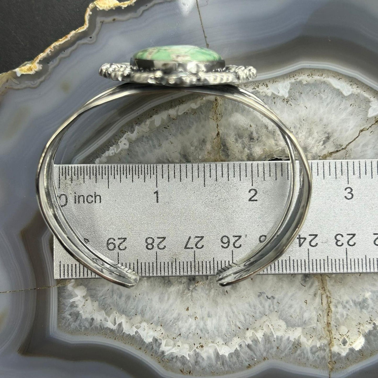 Sterling Silver Southwestern Style Large Teardrop Variscite Bracelet For Women #1