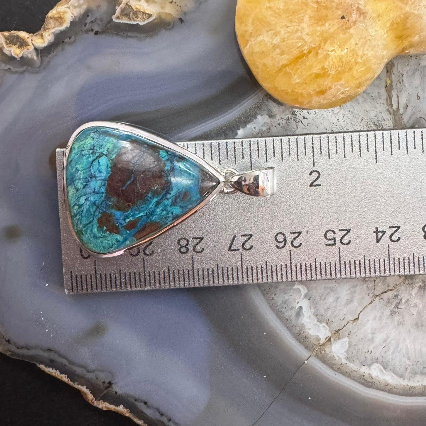 Sterling Silver Southwestern Style Triangle Turquoise Unisex Pendant