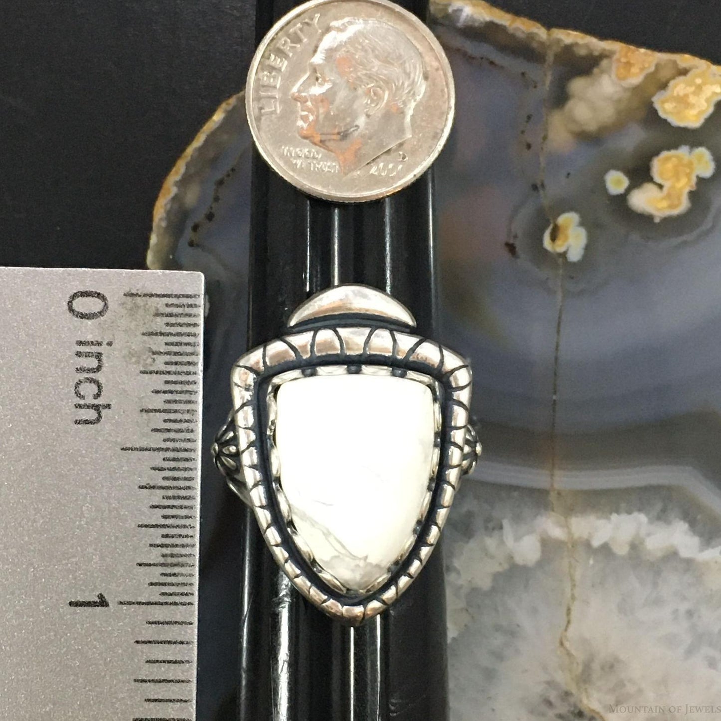 Carolyn Pollack Southwestern Style Sterling Silver Shield Howlite Ring For Women