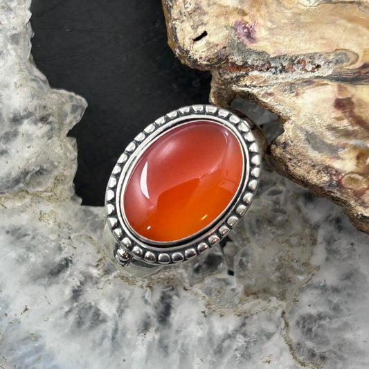 Carolyn Pollack Sterling Silver Horizontally Mounted Oval Carnelian Ring For Women