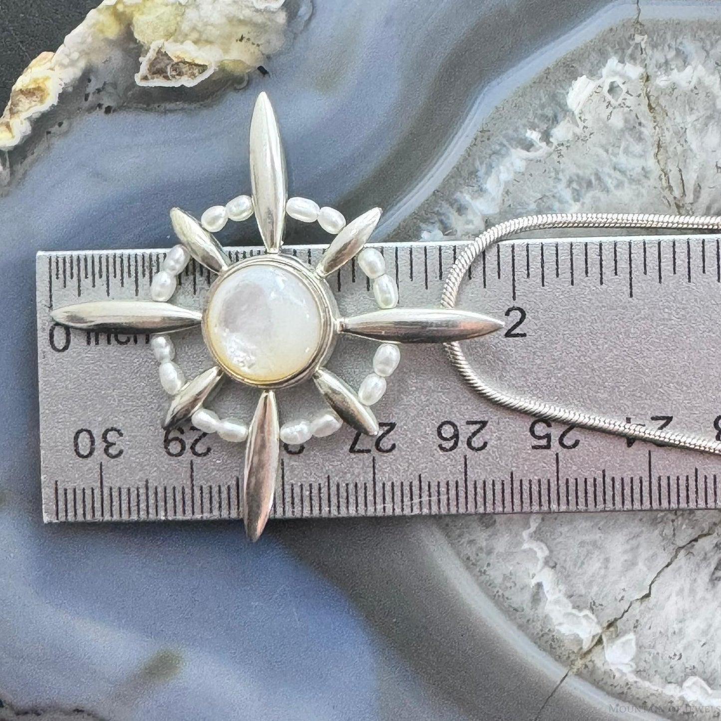Carolyn Pollack Sterling Silver Round Moonstone & Pearl Pendant w/18" Necklace For Women