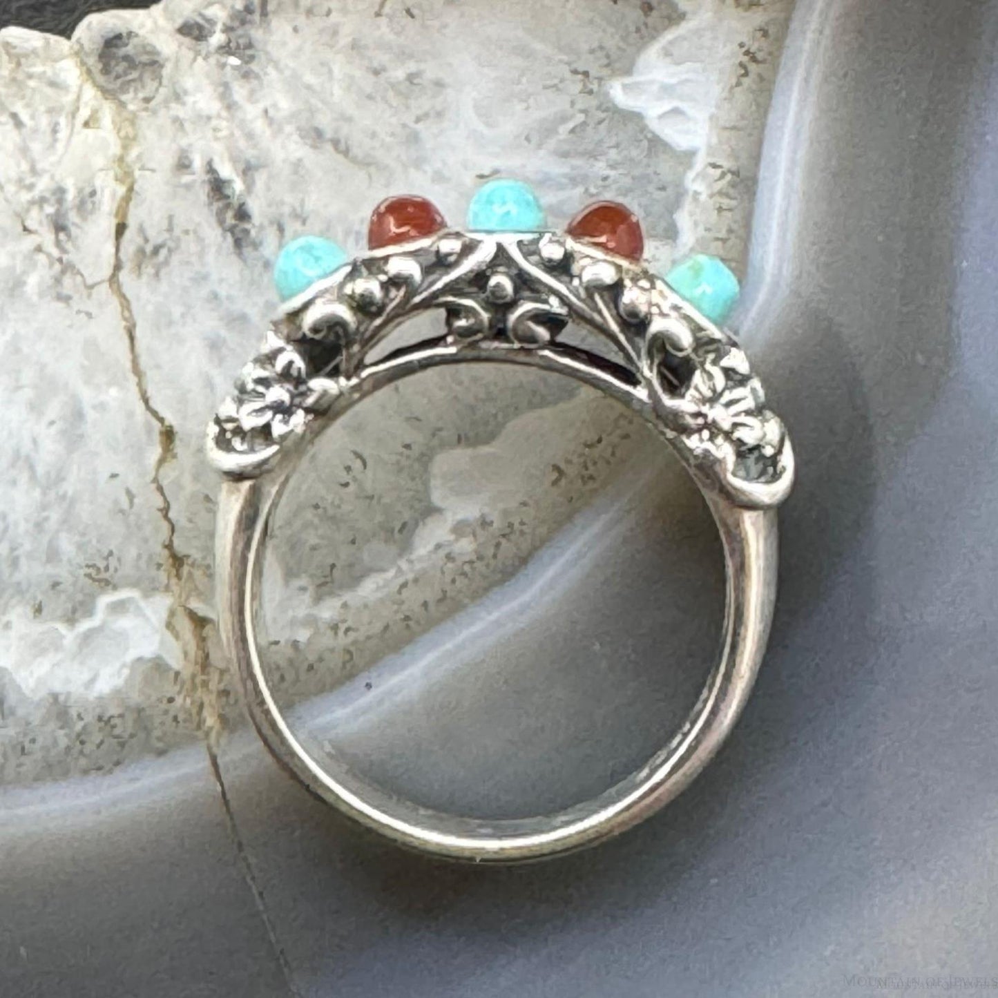 Carolyn Pollack Sterling Silver Turquoise & Carnelian Ring For Women Size Variety
