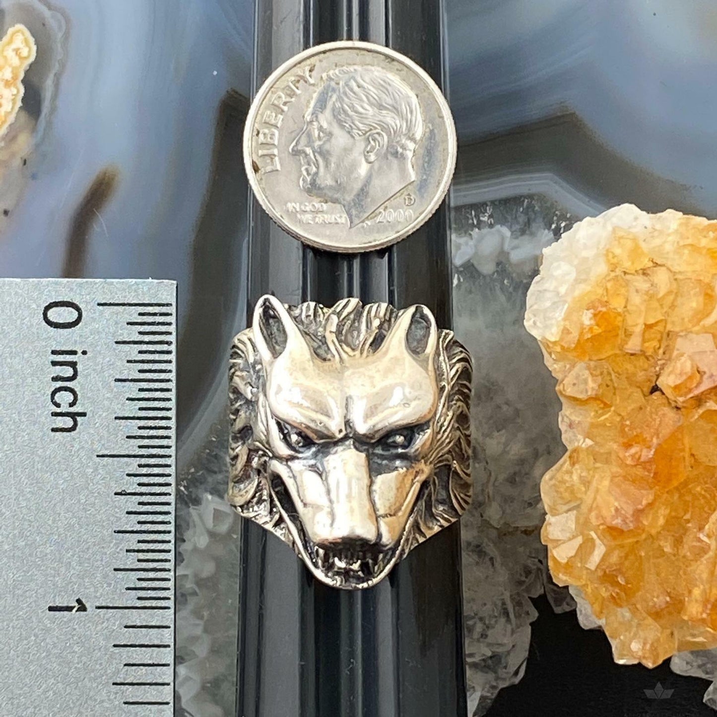 Sterling Silver Wolf Face Ring Size 8.25 Men/Women 16 gr For Biker/ Rock N Roll