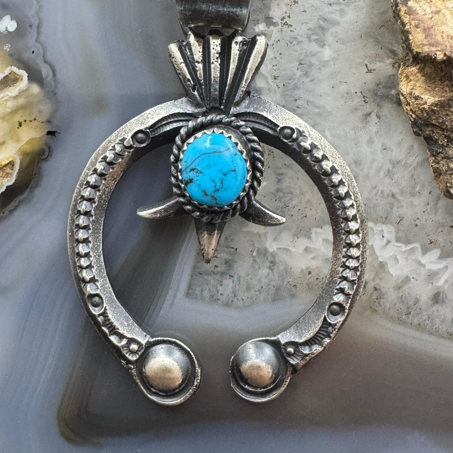 Eva & Linberg Billah Native American Sterling Turquoise Unisex Naja Pendant #3
