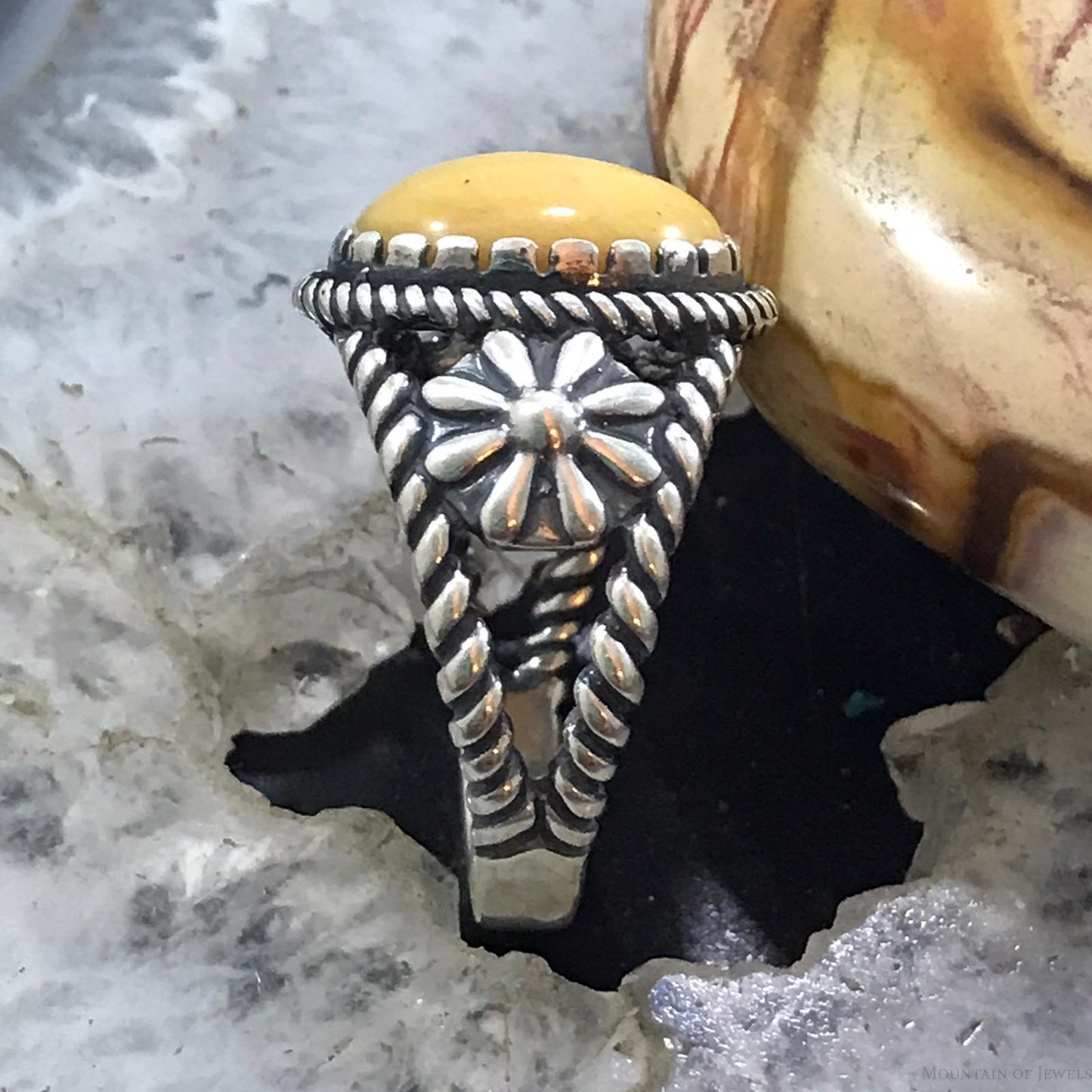 Carolyn Pollack Sterling Silver Oval Yellow Jasper Ring Size 10.25 For Women