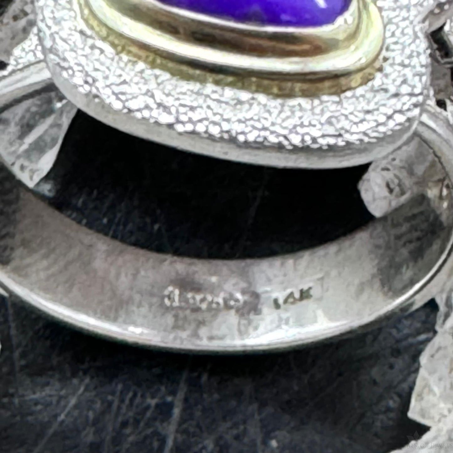 Carolyn Pollack Sterling Silver & 14K Gold Triangle Sugilite & 3 Citrine Ring For Women