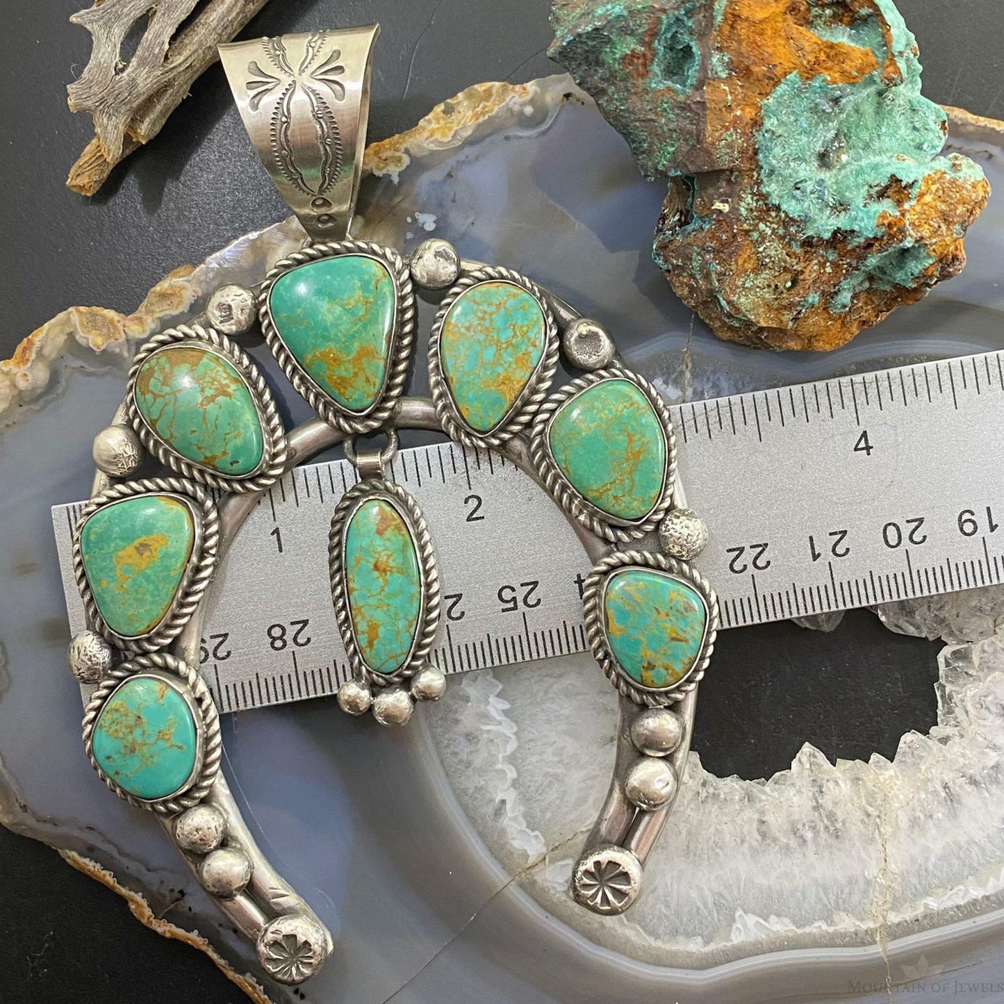 Alex Sanchez Sterling Silver Turquoise Large Naja Pendant Necklace
