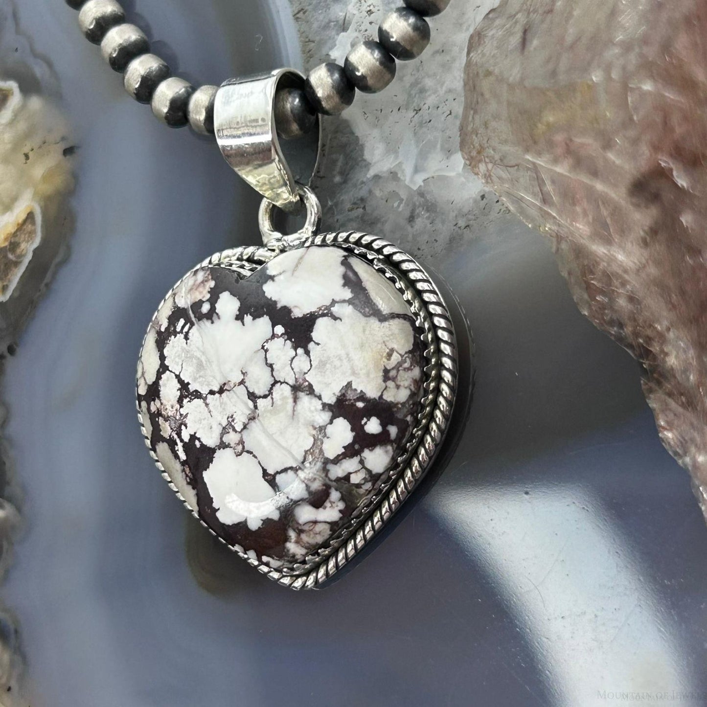 Sterling Silver Southwestern Style Wild Horse Heart Pendant For Women
