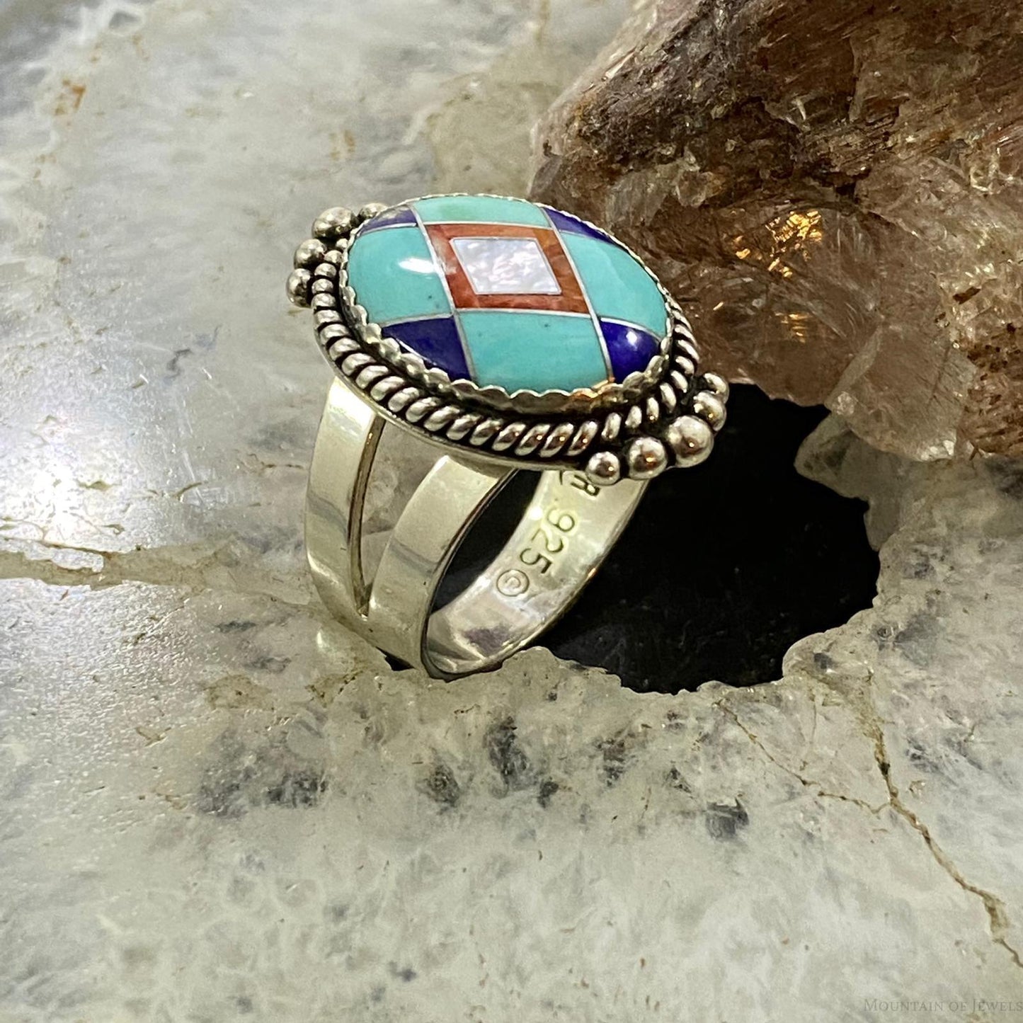 Carolyn Pollack Sterling Silver Oval Inlay Multi Stone Ring For Women S Variety