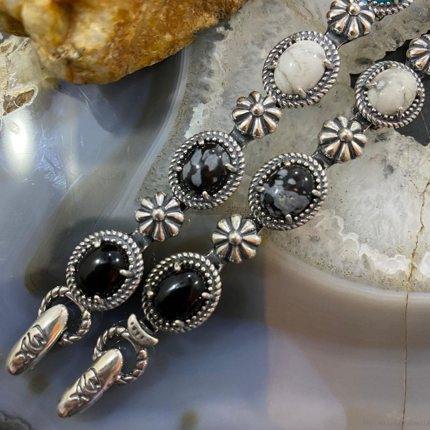 Carolyn Pollack Sterling Silver Multi Gemstone Decorated Link Bracelet For Women