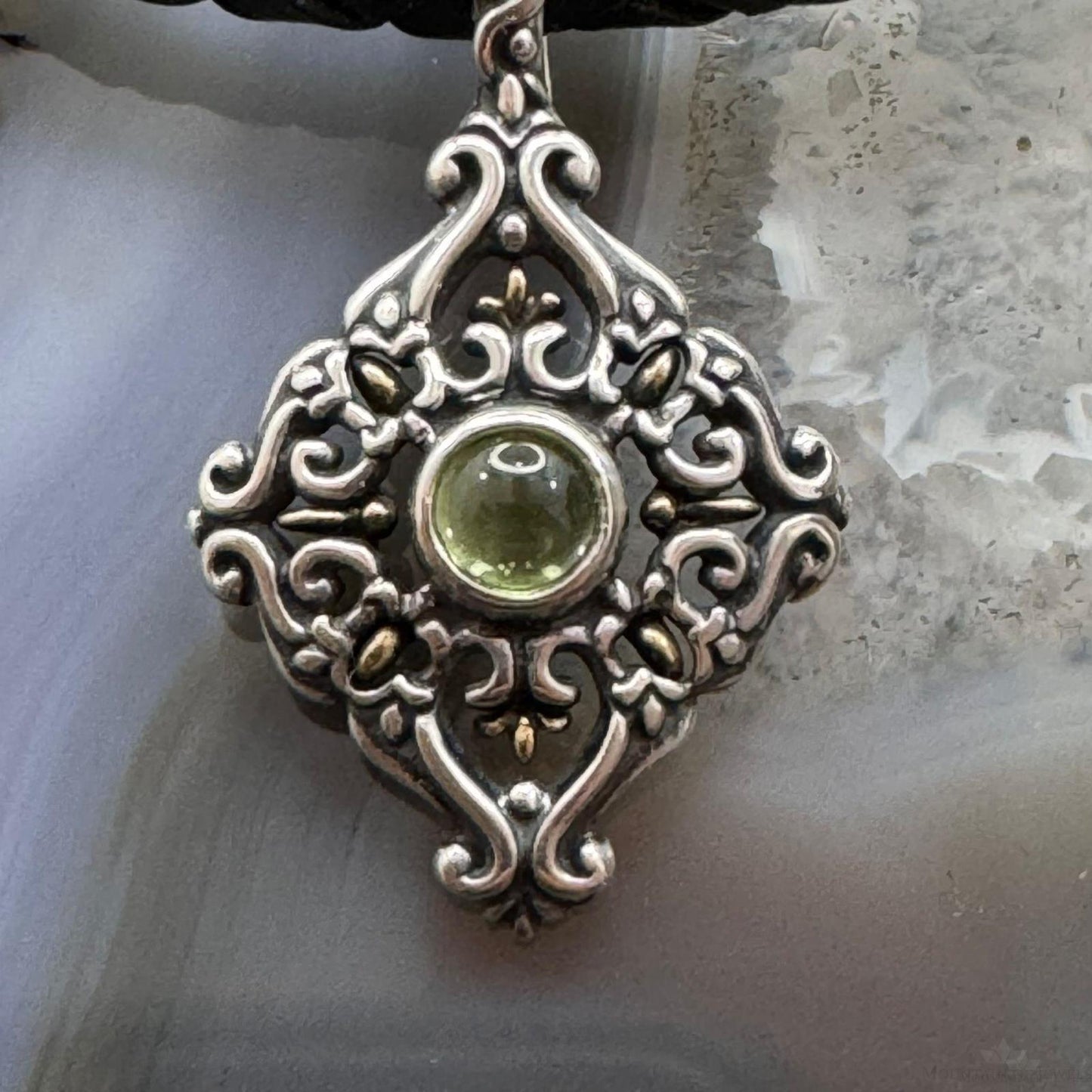 Carolyn Pollack Sterling Silver Peridot Dot Decorated Enhancer Pendant For Women