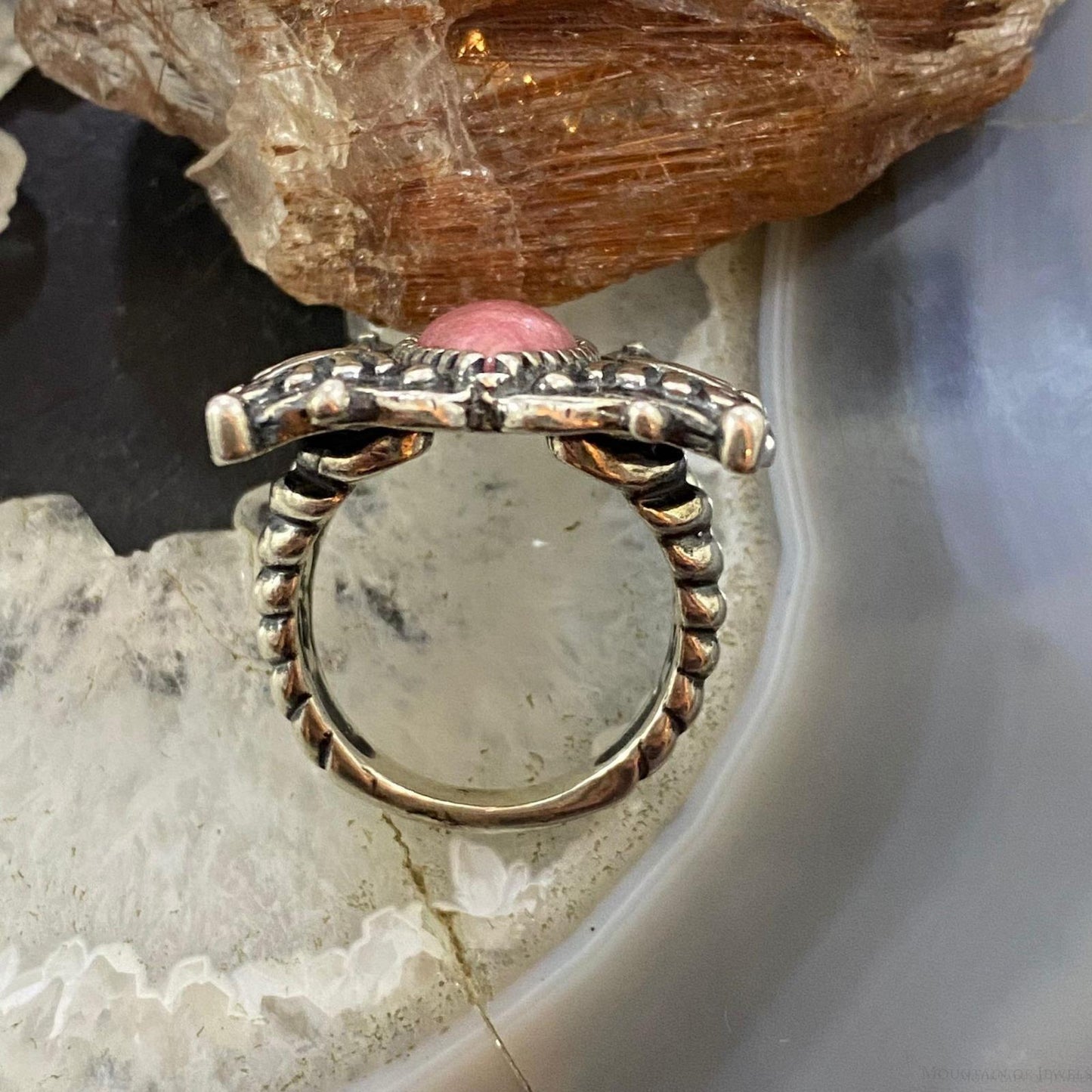 Carolyn Pollack Southwestern Style Sterling Silver Pink Rhodonite Butterfly Ring For Women