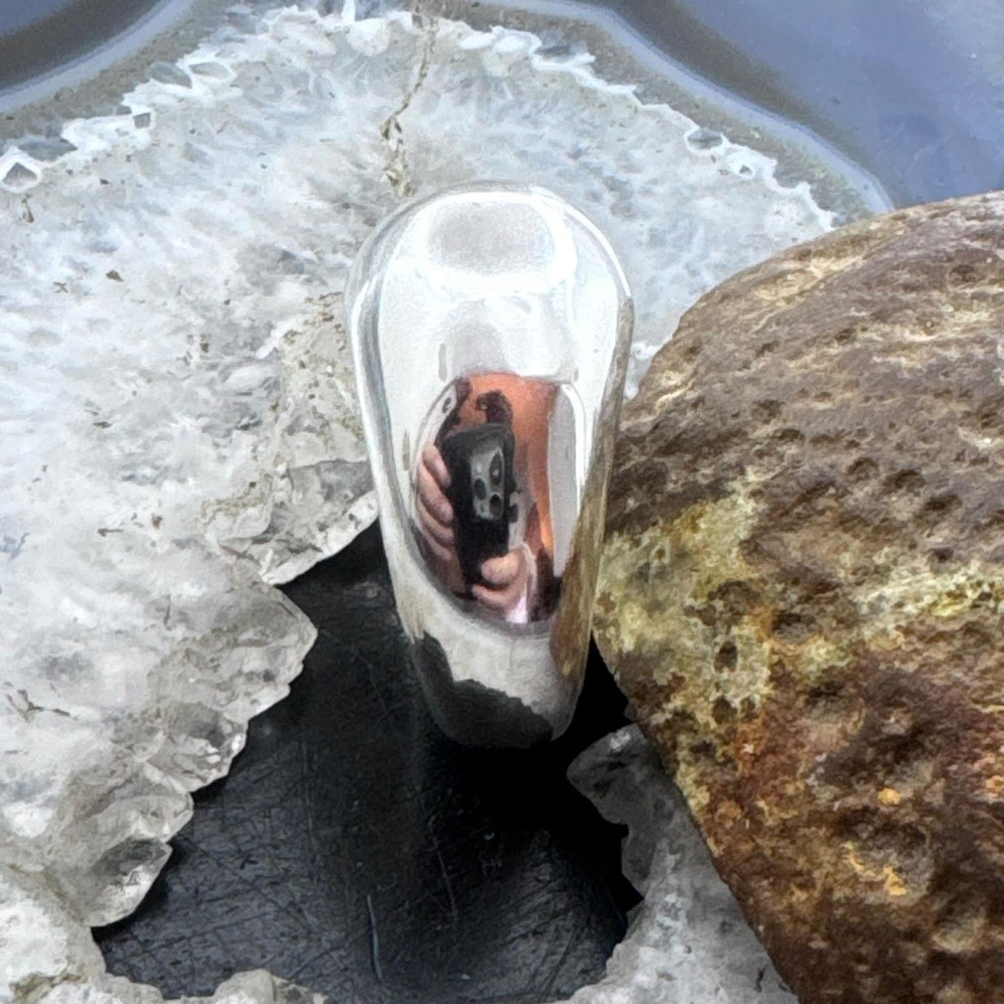 Sterling Silver Electroform Tapered Round Dome Fashion Ring For Women, Taxco Mexico