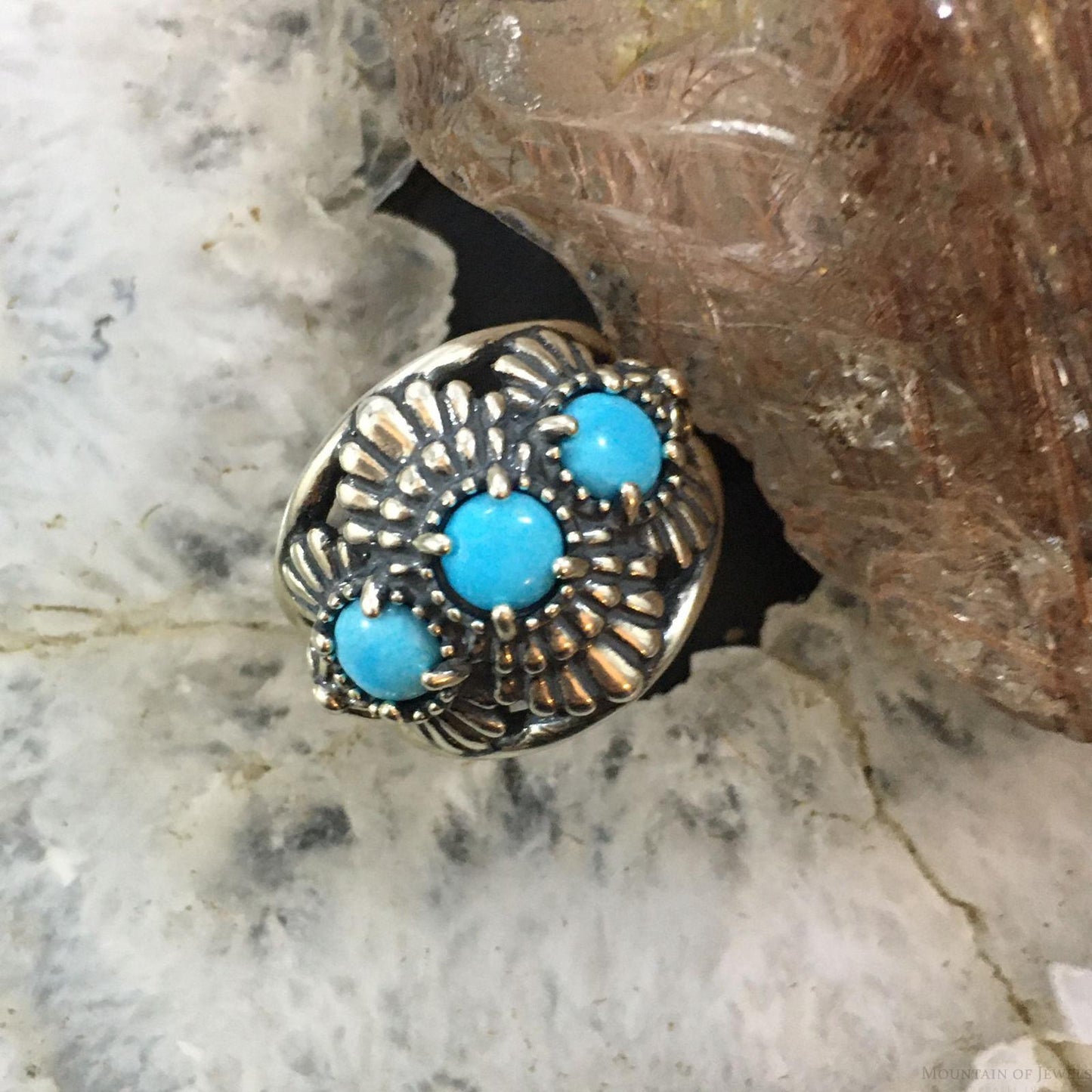 Carolyn Pollack Vintage Southwestern Style Sterling Silver Sleeping Beauty Turquoise Ring For Women